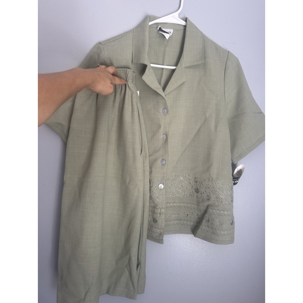 Vintage Bonworth NWT Sage Blouse/skirt Set Size XS Womens coastal grandma